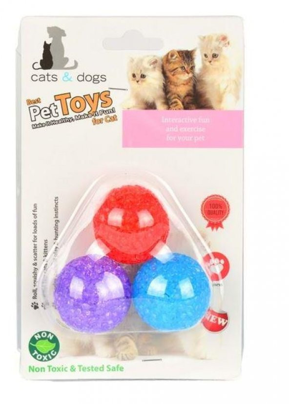Best Pet Toys Kedi Oyun Topu Zilli Üçlü 3 Cm