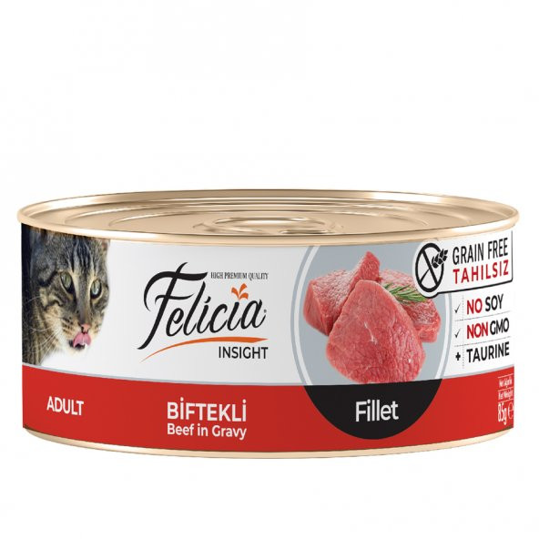 Felicia Tahılsız 85 gr Biftekli Fileto Yaş Kedi Maması SKT:12/2024