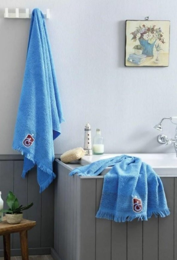 Taç Lisanslı Trabzonspor Tassel Banyo Havlusu Mavi 75x150