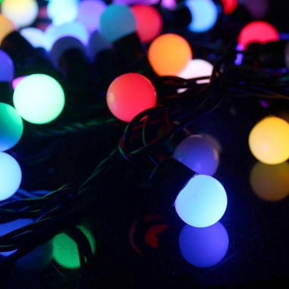 Dekoratif Renkli Led Işıklı Toplar Kablolu Yanıp Sönen 28 Led Top - 5