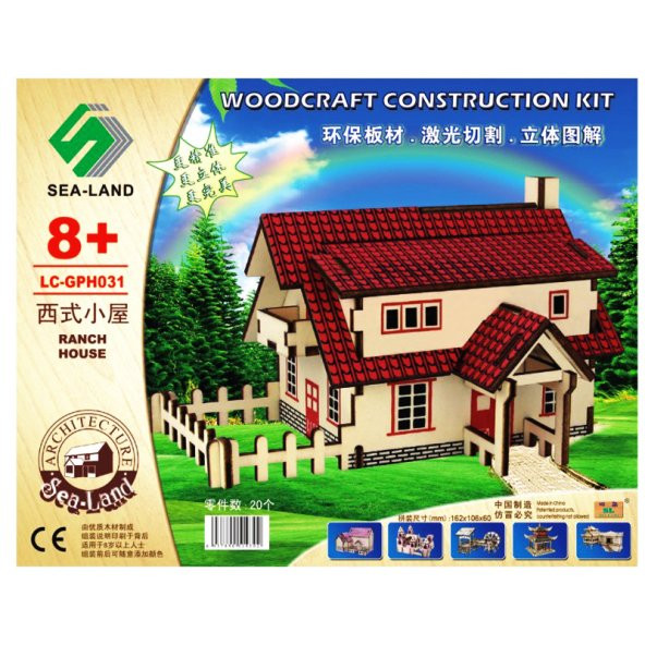 Ahşap Çiftlik Evi Ranch House Maket Puzzle Woodcraft Construction - 2