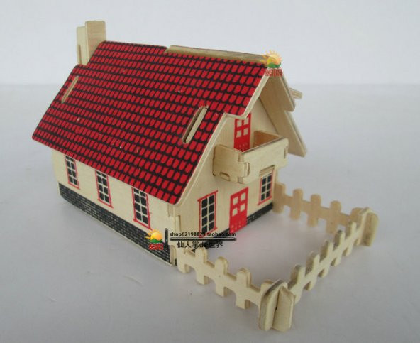 Ahşap Çiftlik Evi Ranch House Maket Puzzle Woodcraft Construction - 3