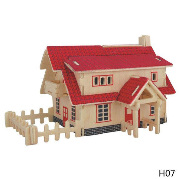 Ahşap Çiftlik Evi Ranch House Maket Puzzle Woodcraft Construction - 4