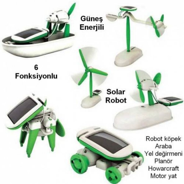 Güneş Enerjili Oyuncak Robot Oluşturma Seti Solar Kit (6lı Set) - 1