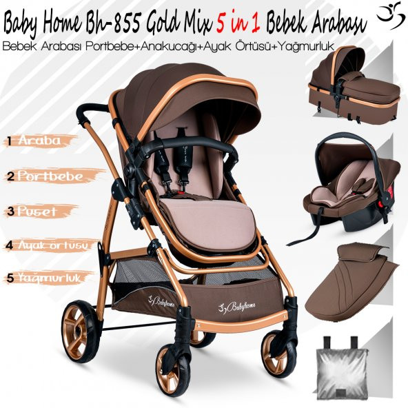 Baby Home Bh-855 Mix Gold Travel Sistem Bebek Arabası + Puset - 5