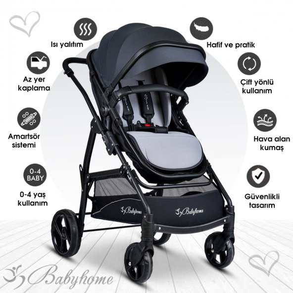Baby Home Bh-855 Mix Gold Travel Sistem Bebek Arabası + Puset - 6