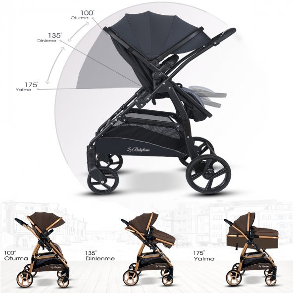 Baby Home Bh-855 Mix Gold Travel Sistem Bebek Arabası + Puset - 7