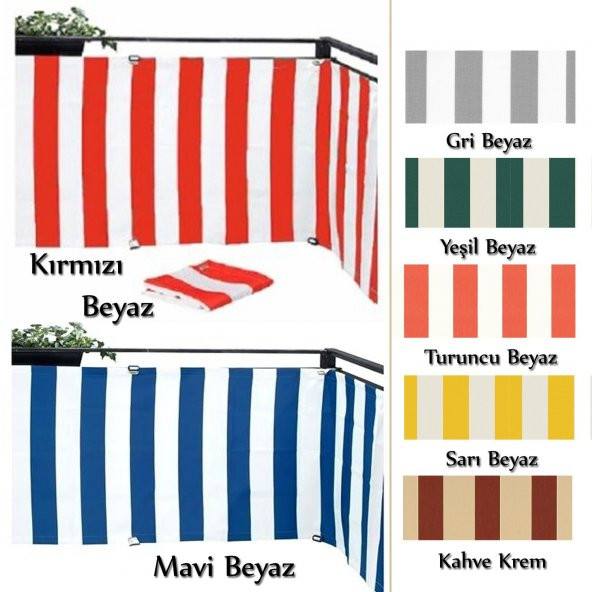 Balkon Korkuluğu Brandası Pamuklu Dokuma Çizgili Kumaşı Sarı-Beyaz 100 cm X 10 Mt. - 1