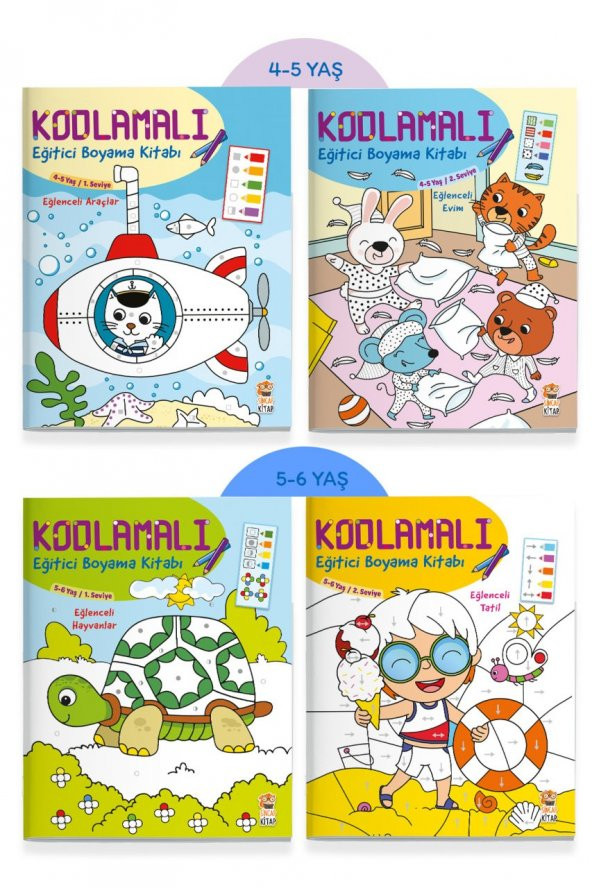 Kodlamalı Eğitici Boyama Seti (4 Kitap)