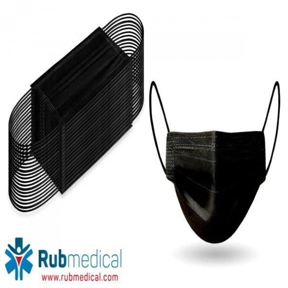 8M Ultrasonik Cerrahi Maske Siyah 3 Katlı 50 Adet