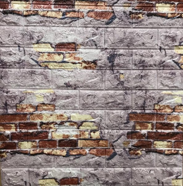 Kırık Tuğla Desen 3D Yapışkanlı Folyo Duvar Kağıdı Panel - 2