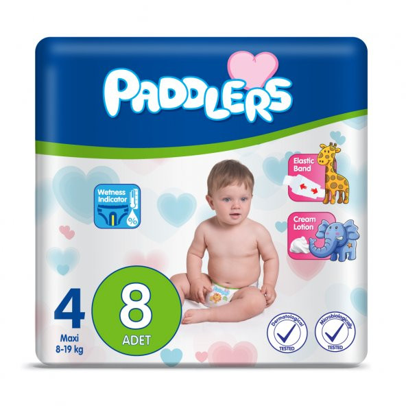 Paddlers Bebek Bezi 4 Numara Maxi 8 Adet (8-19 Kg) Deneme Paketi