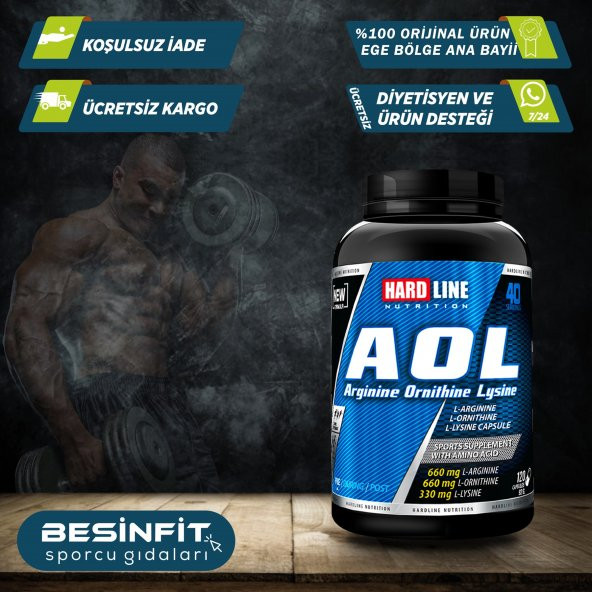 Hardline Aol Arjinin Ornitin 120 Kapsül  Ornithine Lösin AOL 120 Kapsül 60 GÜN  İADE GARANTİSİ - 5