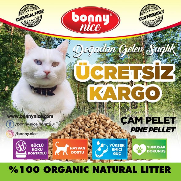 Bonny Nice Doğal Kedi Kumu Çam Pellet 2 kg 4 l - 6