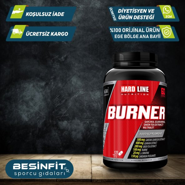 Hardline Burner 120 Tablet Complex Fat Burner LKarnitin ve CLA YAĞ YAKICI, GÖBEK BÖLGESİ,  ORİJİNAL - 4
