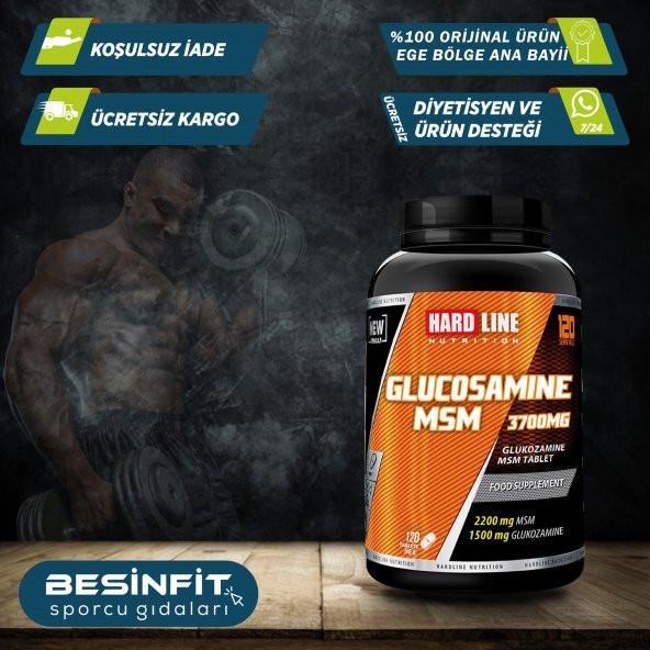 Hardline Glucosamine Msm 120 Tablet Glukozamin EKLEM AĞRISI YA DA AĞIR ANTRENMAN YAPANLAR İÇİN ÇÖZÜM - 4