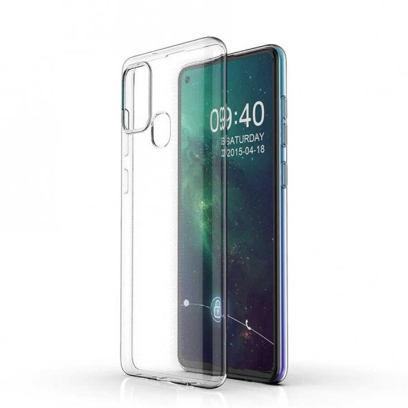 Galaxy A21S İnce Esnek Sararmaz Şeffaf Süper Silikon Kılıf ürün görseli 1