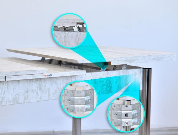 Prado Açılır Kelebek Yemek Masası Metal Ayaklı BEYAZ - 4