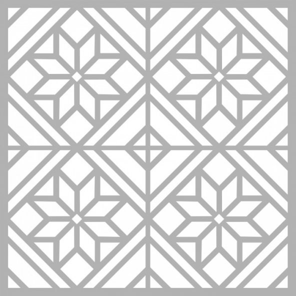 Çiçek Karo 2 Stencil Tasarımı 30 x 30 cm - 2