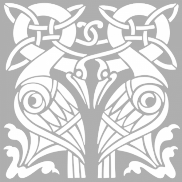 Crane Kuş Motif Stencil Tasarımı 30 x 30 cm