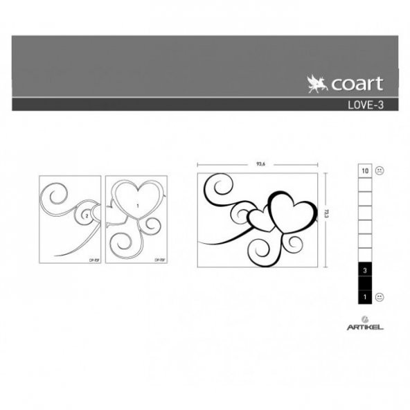 Love-3 Kadife Duvar Sticker 93,6X73,3, Kalp Kadife Duvar Sticker - 4