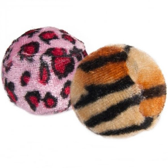 Karlie Sesli Kedi Oyun Topu (Kedi Otlu) Leopar Desenli 4 cm