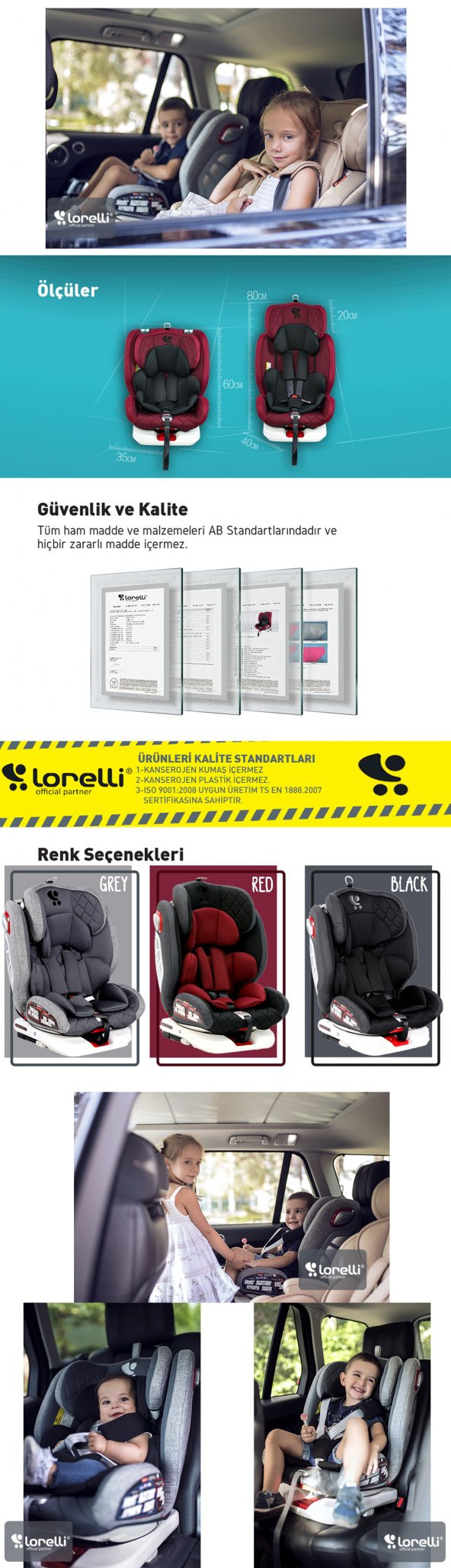 Lorelli Roto 360' Dönebilen İsofix'li 0-36 Kg 9 Ay-12 Yaş Bebek Çocuk Oto Koltuğu - 11