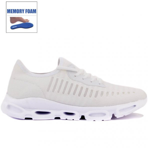 Beyaz Renk Memory Foam Taban Erkek Spor Ayakkabı