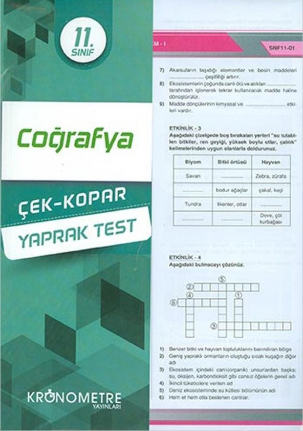 Kronometre 11. Sınıf Coğrafya Yaprak Test