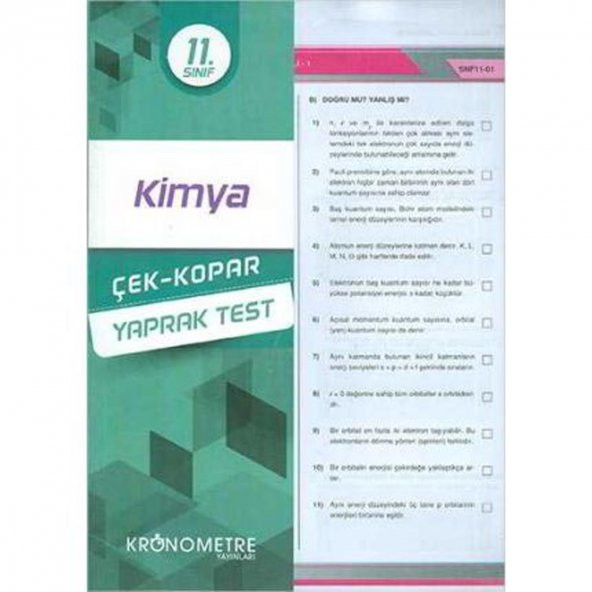Kronometre 11. Sınıf Kimya Yaprak Test