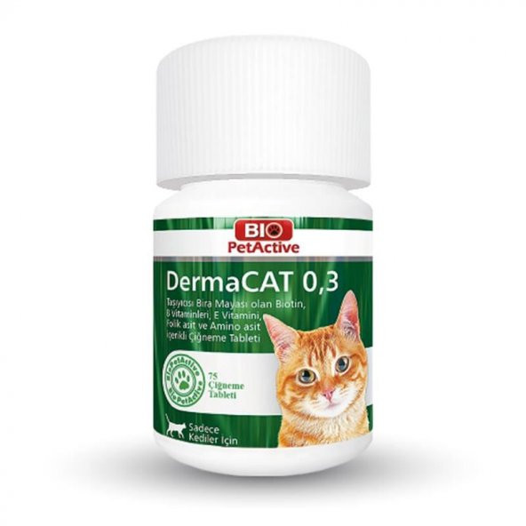 Bio Pet Active 0,3 Dermacat Brewers Yeast Kedi Tüy Bakımı 75 li