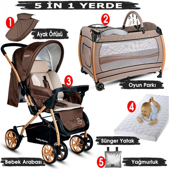 Baby Home 760 Gold Çift Yönlü Bebek Arabası Ve Nanny Bebek Oyun Parkı Yatak Beşik
