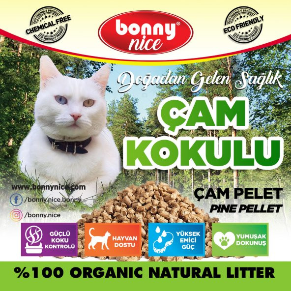 Bonny Nice Doğal Kedi Kumu Çam Pellet 3.6 kg 7 l x 10 Paket - 4