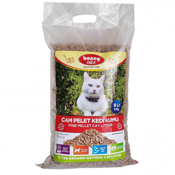 Bonny Nice Doğal Kedi Kumu Çam Pellet 5 kg 10 l