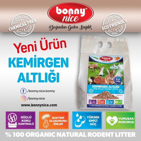Bonny Nice Doğal Çam Pelet Tavşan Altlığı 2 kg 4 l x 4 Paket - 3