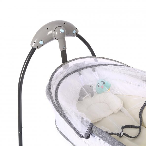 Kidos BB04 Elektronik Sallanabilir Oyuncaklı Beşik Gri - 6
