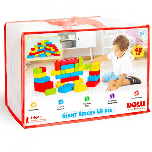 Dolu Çantalı Tuğla Blokları 48 Prç Dev Blok Kreş Tipi Lego 5034 - 7