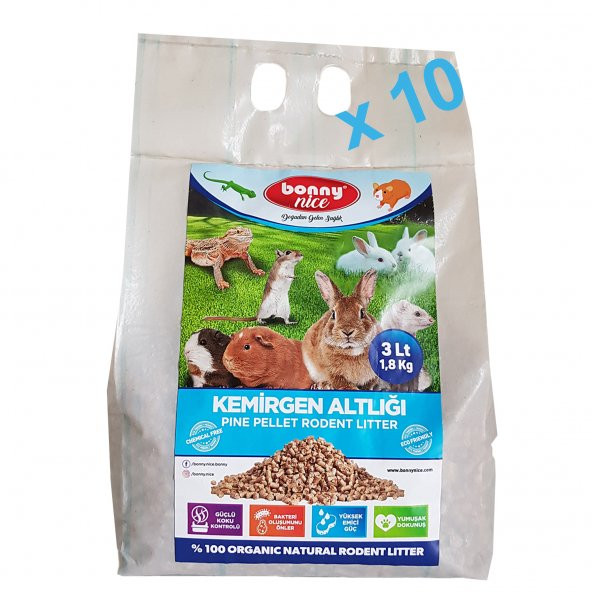 Bonny Nice Doğal Çam Pelet Hamster Altlığı 2 kg 4 l x 10 Paket