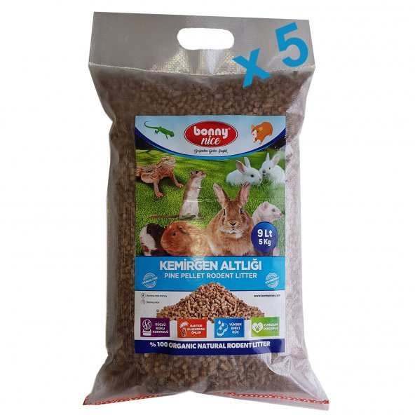 Bonny Nice Doğal Çam Pelet Tavşan Altlığı 5 kg 10 l x 5 Paket