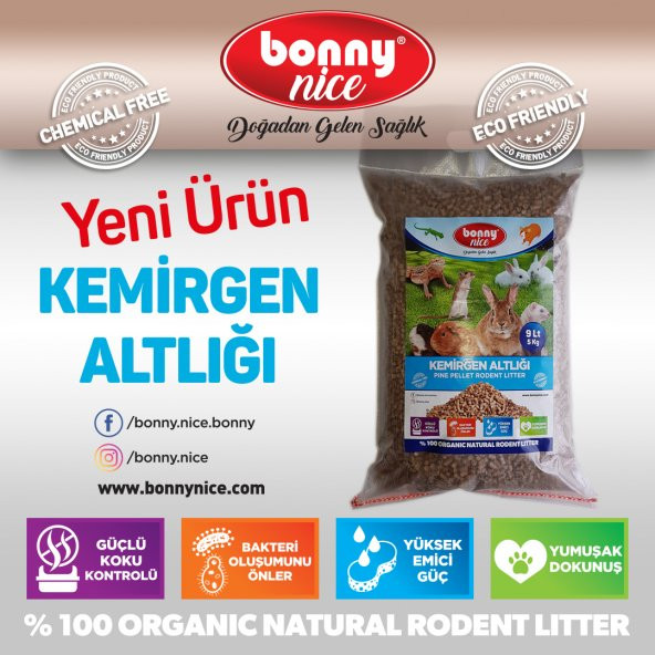 Bonny Nice Doğal Çam Pelet Hamster Altlığı 5 kg 10 l x 5 Paket - 3