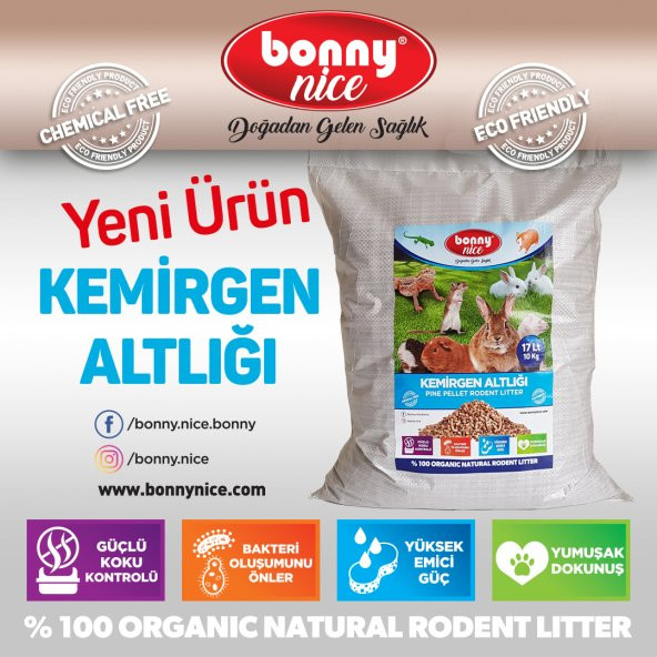 Bonny Nice Doğal Çam Pelet Tavşan Altlığı 10 kg 20 l x 3 Paket - 3