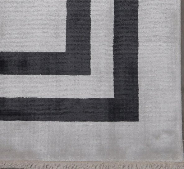 Halı Home Halı Amber Koleksiyonu 1008 Krem Antrasit Saçaklı Halı - 4