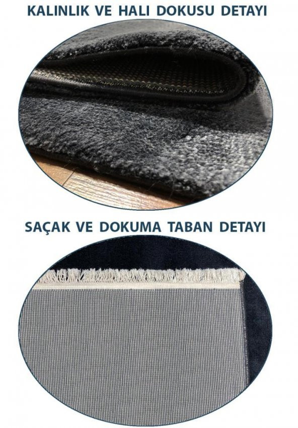 Halı Home Halı Amber Koleksiyonu 1008 Krem Antrasit Saçaklı Halı - 5