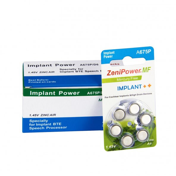 ZENİPOWER İmplant Pili ( Koklear - Cochlear ) 10 PAKET - 60 ADET A675P