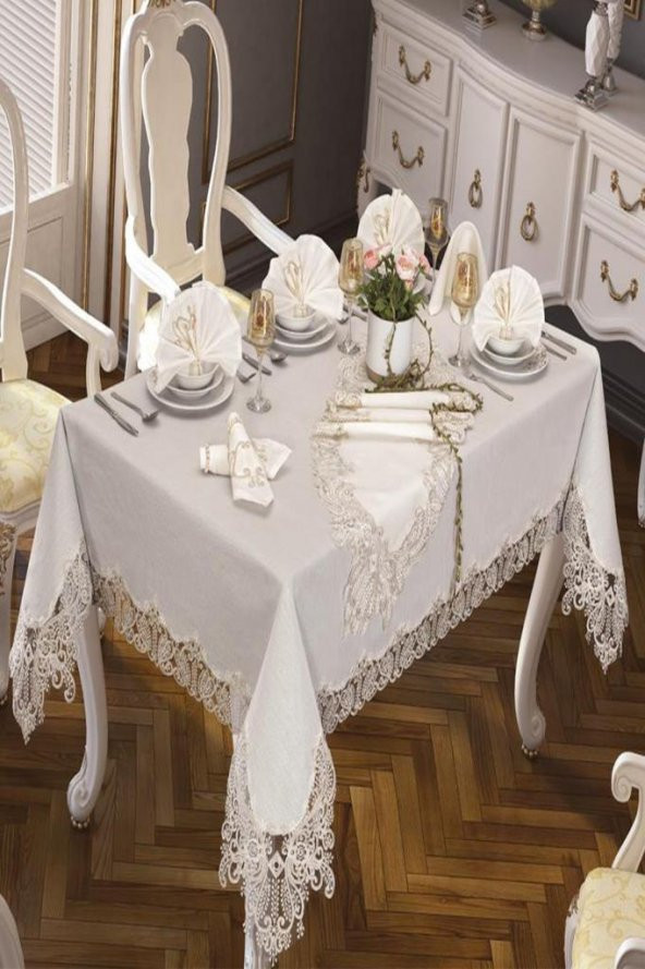 Serenay Masa Örtüsü 26 Parça Krem - Resim 5