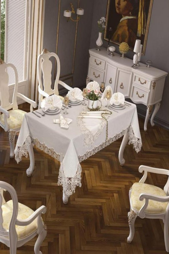 Serenay Masa Örtüsü 26 Parça Krem - Resim 8