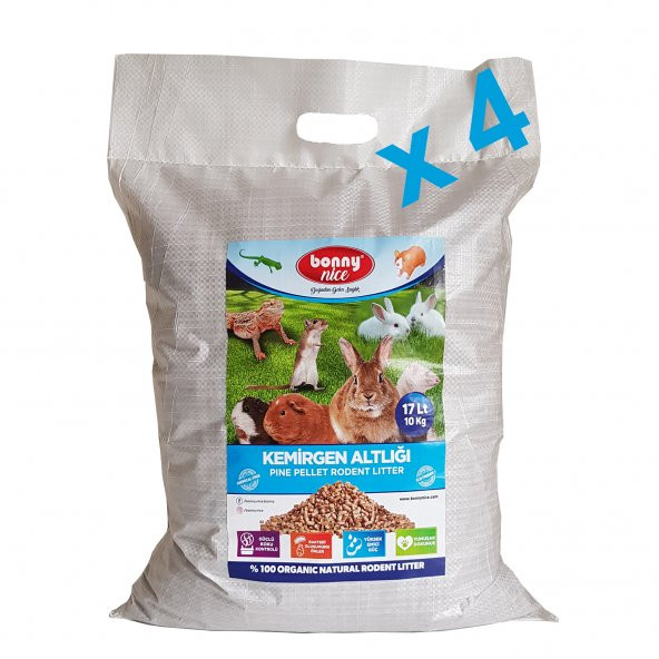 Bonny Nice Doğal Çam Pelet Tavşan Altlığı 10 kg 20 l x 4 Paket