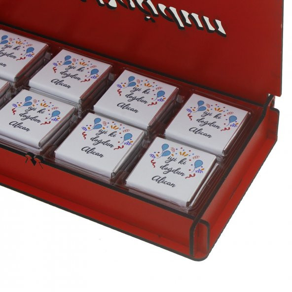 Ahşap Kutuda 24 Adet Çikolata İsme Özel İyi ki Doğdun Doğumgünü - 7