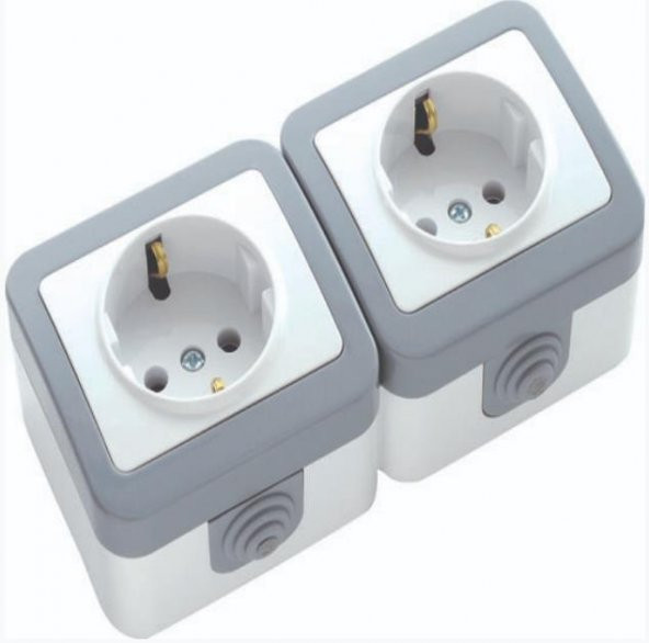 Edna Sıva Üstü İkili Topraklı Priz