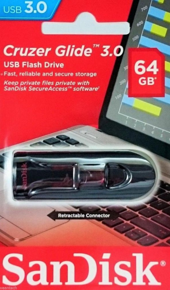 Sandisk Cruzer Glide 64GB USB 3.0 Usb Bellek - 1